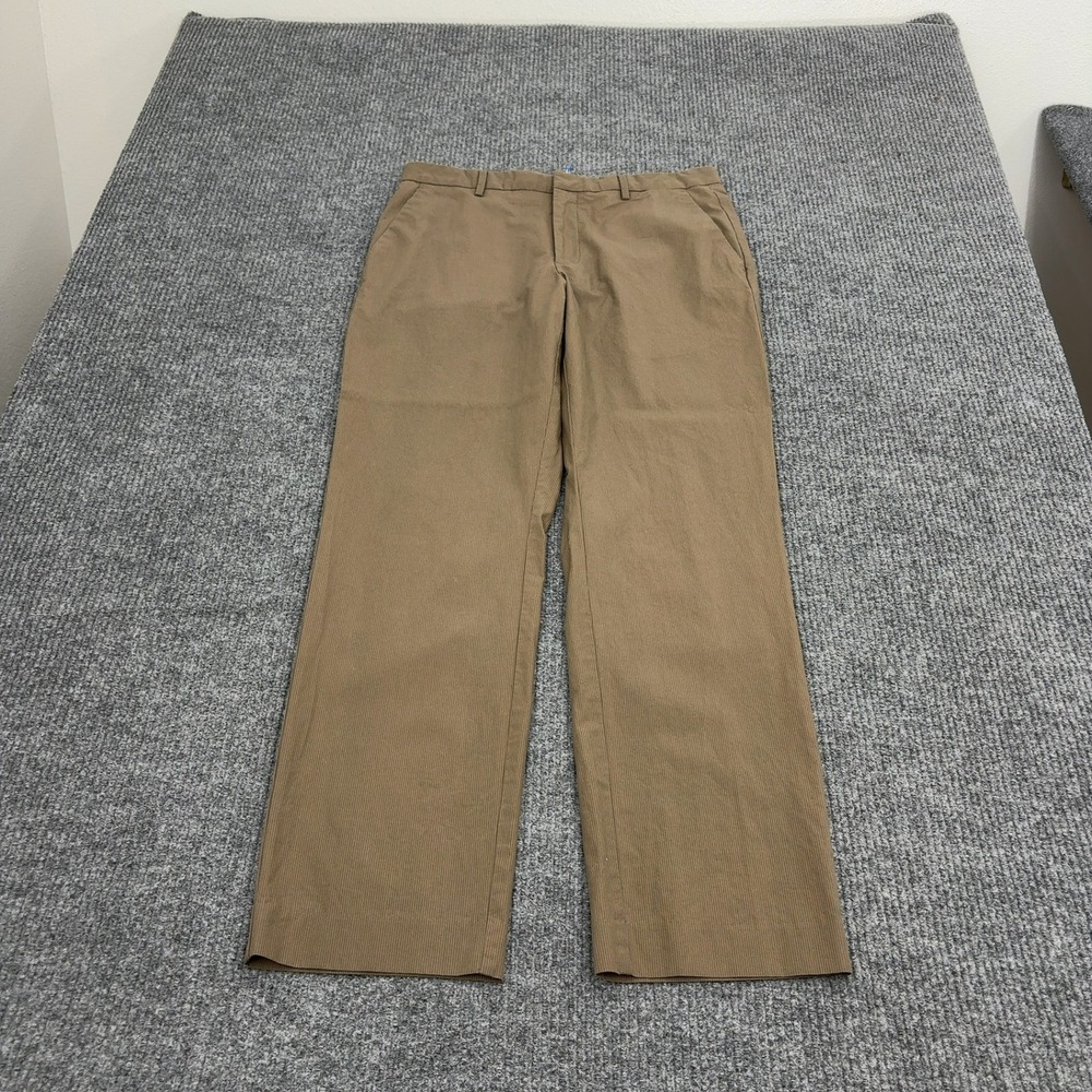 Banana Republic Pants Men 33x32 Brown Cotton Pinstripe Tailored Fit Chinos Style